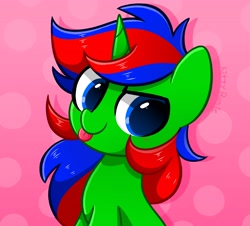 Size: 4096x3700 | Tagged: safe, artist:kittyrosie, imported from derpibooru, oc, oc only, pony, unicorn, :p, bust, commission, cute, green, ocbetes, simple background, solo, tongue out