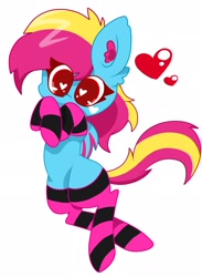 Size: 1499x2048 | Tagged: safe, artist:kittyrosie, imported from derpibooru, oc, oc only, pony, clothes, crossed hooves, cute, ocbetes, old art, socks, solo, striped socks, style change