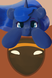 Size: 1280x1920 | Tagged: safe, artist:llametsul, imported from derpibooru, princess luna, pony, atg 2021, crossover, female, journey, looking at you, mare, newbie artist training grounds