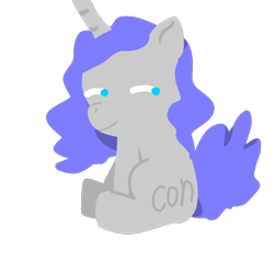 Size: 828x828 | Tagged: safe, artist:srdss, oc, oc:contard, pony, art pack:chinese commission artwork expo, simple background, sitting, smiling, vestigial horn