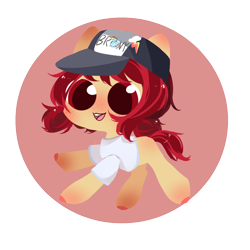 Size: 1000x1000 | Tagged: safe, artist:空空, oc:conpone, earth pony, pony, art pack:chinese commission artwork expo, clothes, hat, looking at you, shirt, simple background, smiling