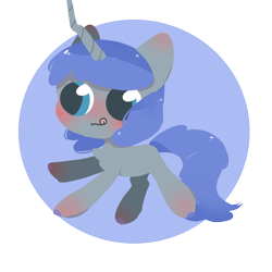Size: 1000x1000 | Tagged: safe, artist:空空, oc:contard, pony, art pack:chinese commission artwork expo, looking at you, simple background, smiling, vestigial horn
