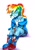 Size: 2572x3642 | Tagged: safe, artist:liaaqila, imported from derpibooru, kotobukiya, rainbow dash, equestria girls, clothes, cute, dashabetes, eyes closed, female, foot tapping, high res, jacket, marker drawing, simple background, smiling, solo, tapping, traditional art, white background