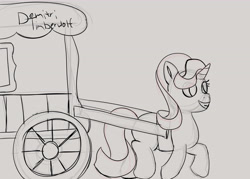 Size: 4200x3000 | Tagged: safe, artist:demitri, imported from derpibooru, starlight glimmer, pony, female, mare, newbie artist training grounds, sketch, solo, wagon