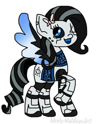 Size: 2550x3300 | Tagged: safe, artist:bloodysticktape, imported from derpibooru, oc, oc:achromia, pony, robot, robot pony, high res, not fluttershy, not rarity