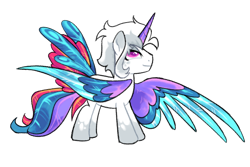 Size: 1280x854 | Tagged: safe, artist:renhorse, imported from derpibooru, oc, oc only, oc:snow opal, alicorn, pony, colored wings, male, multicolored wings, simple background, solo, stallion, transparent background, wings
