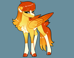 Size: 2800x2200 | Tagged: safe, artist:loryska, imported from derpibooru, oc, oc only, pegasus, pony, blue background, female, high res, mare, offspring, parent:spitfire, parent:sunburst, simple background, solo