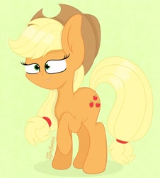 Size: 2736x3027 | Tagged: safe, artist:puperhamster, imported from derpibooru, applejack, earth pony, pony, applejack's hat, cowboy hat, female, hat, high res, raised hoof, simple background, solo