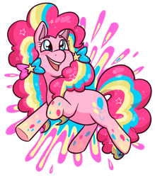 Size: 1280x1464 | Tagged: safe, artist:verikoira, imported from derpibooru, pinkie pie, earth pony, pony, female, mare, pansexual, pride, rainbow power, simple background, solo, transparent background