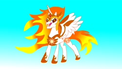 Size: 3264x1836 | Tagged: safe, imported from derpibooru, daybreaker, princess celestia, alicorn, pony, evil, gradient background, looking at you, solo, tyrant