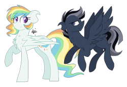 Size: 1900x1300 | Tagged: safe, artist:gallantserver, imported from derpibooru, oc, oc only, oc:coldsnap, oc:misty rainbow, pegasus, pony, female, magical gay spawn, magical lesbian spawn, mare, offspring, parent:rainbow dash, parent:soarin', parent:thunderlane, parent:vapor trail, parents:soarilane, parents:vapordash, simple background, transparent background