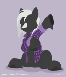 Size: 1200x1400 | Tagged: safe, artist:rockhoppr3, imported from derpibooru, oc, oc only, oc:ace hearts, earth pony, pony, clothes, flannel shirt, lineless, minimalist, modern art, silhouette, solo