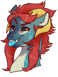 Size: 500x666 | Tagged: safe, artist:lavvythejackalope, imported from derpibooru, oc, oc only, dracony, dragon, hybrid, pony, :p, bust, ear fluff, fangs, horns, simple background, solo, tongue out, transparent background