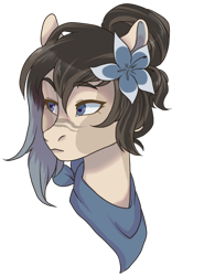Size: 400x542 | Tagged: safe, artist:lavvythejackalope, imported from derpibooru, oc, oc only, earth pony, pony, bust, earth pony oc, female, flower, flower in hair, mare, neckerchief, simple background, solo, transparent background