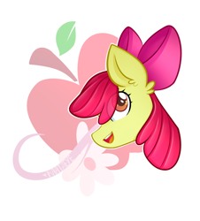 Size: 982x1087 | Tagged: safe, artist:kaatseye, imported from derpibooru, apple bloom, earth pony, pony, apple, female, filly, food, solo