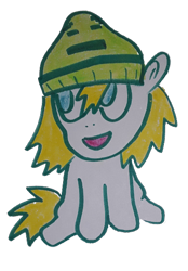 Size: 416x599 | Tagged: safe, artist:dex stewart, imported from ponybooru, oc, oc only, oc:fargate, earth pony, aqua teen hunger force, beanie, hat, ignignokt, ponybooru collab 2021, simple background, solo, traditional art, transparent background