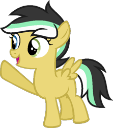 Size: 539x607 | Tagged: safe, artist:pegasski, imported from derpibooru, oc, oc only, oc:merryweather, pegasus, pony, base used, eyelashes, female, filly, open mouth, open smile, pegasus oc, raised hoof, simple background, smiling, solo, transparent background, wings