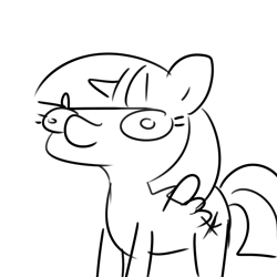 Size: 3000x3000 | Tagged: safe, artist:tjpones, imported from derpibooru, twilight sparkle, alicorn, pony, black and white, female, grayscale, high res, mare, monochrome, simple background, solo, squatpony, twiggie, twilight sparkle (alicorn), white background