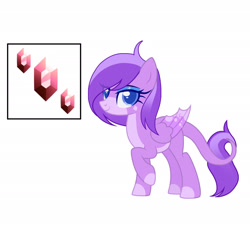 Size: 1920x1731 | Tagged: safe, artist:thebunnylover92, imported from derpibooru, oc, oc only, oc:violet, dracony, dragon, hybrid, pony, cutie mark, female, folded wings, gem, interspecies offspring, looking at you, offspring, parent:rarity, parent:spike, parents:sparity, simple background, solo, white background, wings