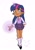 Size: 1127x1625 | Tagged: safe, artist:charrlll, imported from derpibooru, twilight sparkle, human, clothes, dark skin, ear piercing, earring, elf ears, female, glowing horn, horn, horned humanization, humanized, jewelry, magic, mary janes, necktie, piercing, shirt, shoes, simple background, skirt, socks, solo, vest, white background