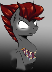 Size: 422x587 | Tagged: safe, artist:alazak, imported from derpibooru, oc, oc only, oc:smiley, pony, chest mouth, solo