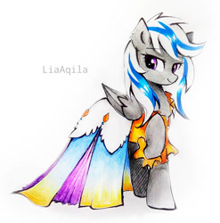 Size: 889x899 | Tagged: safe, artist:liaaqila, imported from derpibooru, oc, oc only, oc:lady lightning strike, pegasus, pony, clothes, commission, cute, dress, female, gala dress, mare, solo