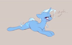 Size: 4000x2500 | Tagged: safe, artist:galinn-arts, imported from derpibooru, trixie, pony, unicorn, female, floppy ears, looking at you, lying down, mare, prone, sketch, solo, trixie is not amused, unamused