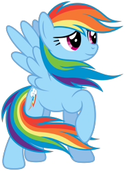 Size: 4361x6000 | Tagged: safe, artist:stabzor, imported from derpibooru, rainbow dash, pegasus, pony, .svg available, absurd resolution, female, mare, raised hoof, remake, simple background, smiling, solo, transparent background, vector, windswept mane