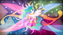 Size: 3840x2160 | Tagged: safe, artist:laszlvfx, artist:negatif22, edit, imported from derpibooru, princess celestia, alicorn, pony, high res, solo, wallpaper, wallpaper edit, wings