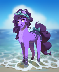 Size: 1800x2200 | Tagged: safe, artist:joan-grace, imported from derpibooru, oc, oc only, earth pony, pony, beach, female, mare, solo