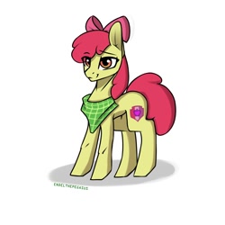 Size: 2000x2000 | Tagged: safe, artist:endelthepegasus, imported from derpibooru, apple bloom, earth pony, pony, adorabloom, apple bloom's cutie mark, cute, exploitable meme, female, filly, high res, meme, neckerchief, solo