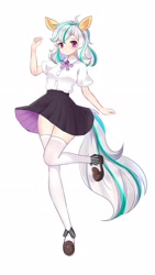 Size: 1973x3508 | Tagged: artist needed, safe, imported from derpibooru, oc, oc only, oc:anna karenna, human, clothes, cute, female, humanized, look at you, not mlp related, shoes, skirt, socks, solo, white silk