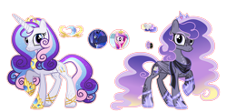 Size: 4760x2336 | Tagged: safe, artist:xxcheerupxxx, imported from derpibooru, princess cadance, princess luna, oc, pegasus, unicorn, base used, female, magical lesbian spawn, mare, offspring, parent:princess cadance, parent:princess luna