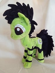 Size: 658x877 | Tagged: safe, artist:cwossie, imported from derpibooru, oc, oc only, oc:wrench, cyborg, pony, augmented, commission, commissioner:zocidem, cyber legs, male, photo, plushie, solo, spiky mane