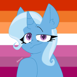 Size: 750x750 | Tagged: safe, artist:sketchy-pfps, imported from derpibooru, trixie, pony, unicorn, female, lesbian pride flag, mare, pride, pride flag, pride month, solo