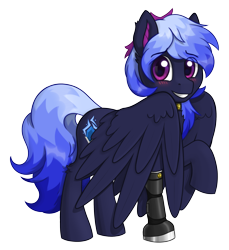 Size: 2090x2278 | Tagged: safe, artist:stardustspix, imported from derpibooru, oc, oc only, oc:kyanite arc, pegasus, pony, amputee, blushing, choker, cute, ear fluff, ears, gem, grin, high res, looking at you, male, ocbetes, pegasus oc, prosthetic leg, prosthetic limb, prosthetics, raised hoof, simple background, smiling, smiling at you, solo, stallion, transparent background