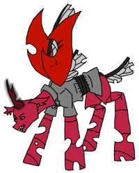 Size: 2586x3229 | Tagged: safe, artist:agdapl, imported from derpibooru, changedling, changeling, changedlingified, clothes, colored, crossover, high res, male, red changeling, simple background, soldier, species swap, team fortress 2, transparent background