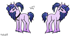 Size: 1750x831 | Tagged: safe, artist:misskanabelle, imported from derpibooru, oc, oc only, pony, unicorn, chest fluff, female, horn, jewelry, mare, necklace, offspring, parent:princess cadance, parent:shining armor, parents:shiningcadance, signature, solo, unicorn oc, unshorn fetlocks