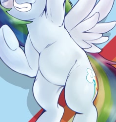 Size: 1008x1059 | Tagged: safe, artist:kurogewapony, edit, imported from derpibooru, rainbow dash, pegasus, pony, armpits, backwards cutie mark, belly, chubby, cropped, pictures of bellies, smiling, solo, teeth