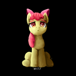 Size: 2000x2000 | Tagged: safe, artist:raphaeldavid, imported from derpibooru, apple bloom, earth pony, pony, alone, atg 2021, black background, female, high res, looking at you, newbie artist training grounds, simple background, sitting, solo