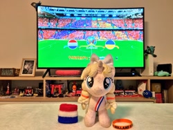 Size: 1024x768 | Tagged: safe, artist:xeto_de, imported from derpibooru, oc, oc:lily, oc:lily allure, euro 2020, football, netherlands, plushie, sports, television, ukraine
