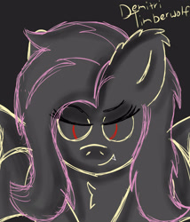 Size: 3000x3500 | Tagged: safe, artist:demitri, imported from derpibooru, fluttershy, bat pony, pony, bat ponified, chest fluff, fangs, female, flutterbat, high res, mare, newbie artist training grounds, race swap, signature, sketch, smiling, smirk, solo