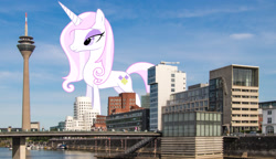 Size: 3388x1950 | Tagged: safe, artist:jailboticus, artist:theotterpony, imported from derpibooru, fleur-de-lis, pony, unicorn, female, germany, giant pony, giantess, highrise ponies, irl, macro, mare, photo, ponies in real life, story included