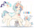 Size: 1024x868 | Tagged: safe, artist:alroura, imported from derpibooru, coco pommel, opalescence, rarity, oc, oc only, earth pony, pony, unicorn, baby, baby pony, deviantart watermark, eyepatch, female, filly, magical lesbian spawn, mare, obtrusive watermark, offspring, older, parent:coco pommel, parent:rarity, parents:marshmallow coco, saddle, solo, tack, tongue out, watermark