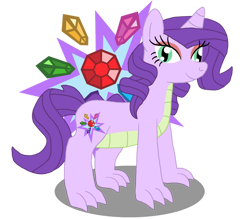 Size: 1024x898 | Tagged: safe, artist:pandalove93, imported from derpibooru, oc, oc only, oc:garnet, dracony, dragon, hybrid, pony, claws, cutie mark, female, interspecies offspring, makeup, offspring, parent:rarity, parent:spike, parents:sparity, simple background, solo, transparent background