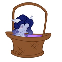 Size: 1080x1080 | Tagged: safe, artist:sia.brony, imported from derpibooru, oc, oc only, pony, baby, baby pony, basket, floppy ears, pony in a basket, simple background, solo, white background