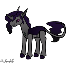 Size: 1750x1500 | Tagged: safe, artist:misskanabelle, imported from derpibooru, oc, oc only, changedling, changeling, changepony, hybrid, pony, changedling oc, changeling oc, interspecies offspring, leonine tail, magical gay spawn, male, offspring, parent:king sombra, parent:thorax, parents:sombrax, signature, simple background, solo, transparent background