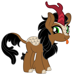 Size: 3070x3055 | Tagged: safe, artist:andrevus, imported from derpibooru, oc, oc only, oc:chestnut cake, kirin, pony, :p, cheeky, female, high res, kirin-ified, looking at you, mare, scrunchy face, silly, silly pony, simple background, solo, species swap, tongue out, transparent background