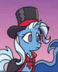 Size: 500x612 | Tagged: safe, idw, imported from derpibooru, trixie, pony, unicorn, nightmare knights, spoiler:comic, bowtie, cape, clothes, cropped, female, hat, mare, the great and powerful roxy, top hat