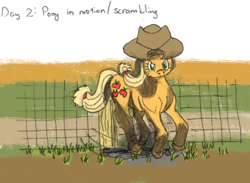 Size: 1000x732 | Tagged: safe, artist:addelum, imported from derpibooru, applejack, earth pony, pony, atg 2021, galloping, mud, muddy, newbie artist training grounds, simple background, solo, transparent background, yeehaw